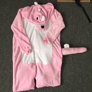 Pink dinosaur onesie